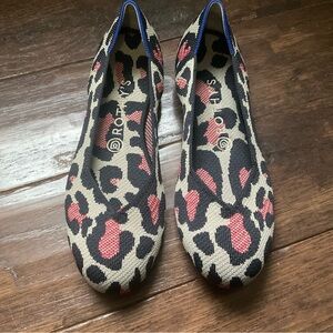 Rothy's Women's Flats - Black, Red, and Cream Leopard Print 85 new